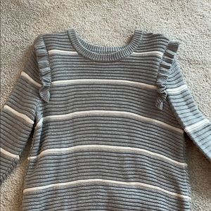 Grey and white ruffle sweater